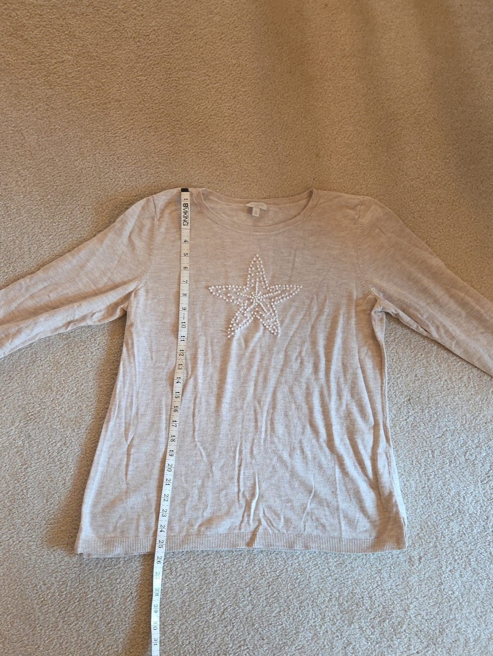 TALBOTS.  Starfish Crewneck Sweater - Light Beige